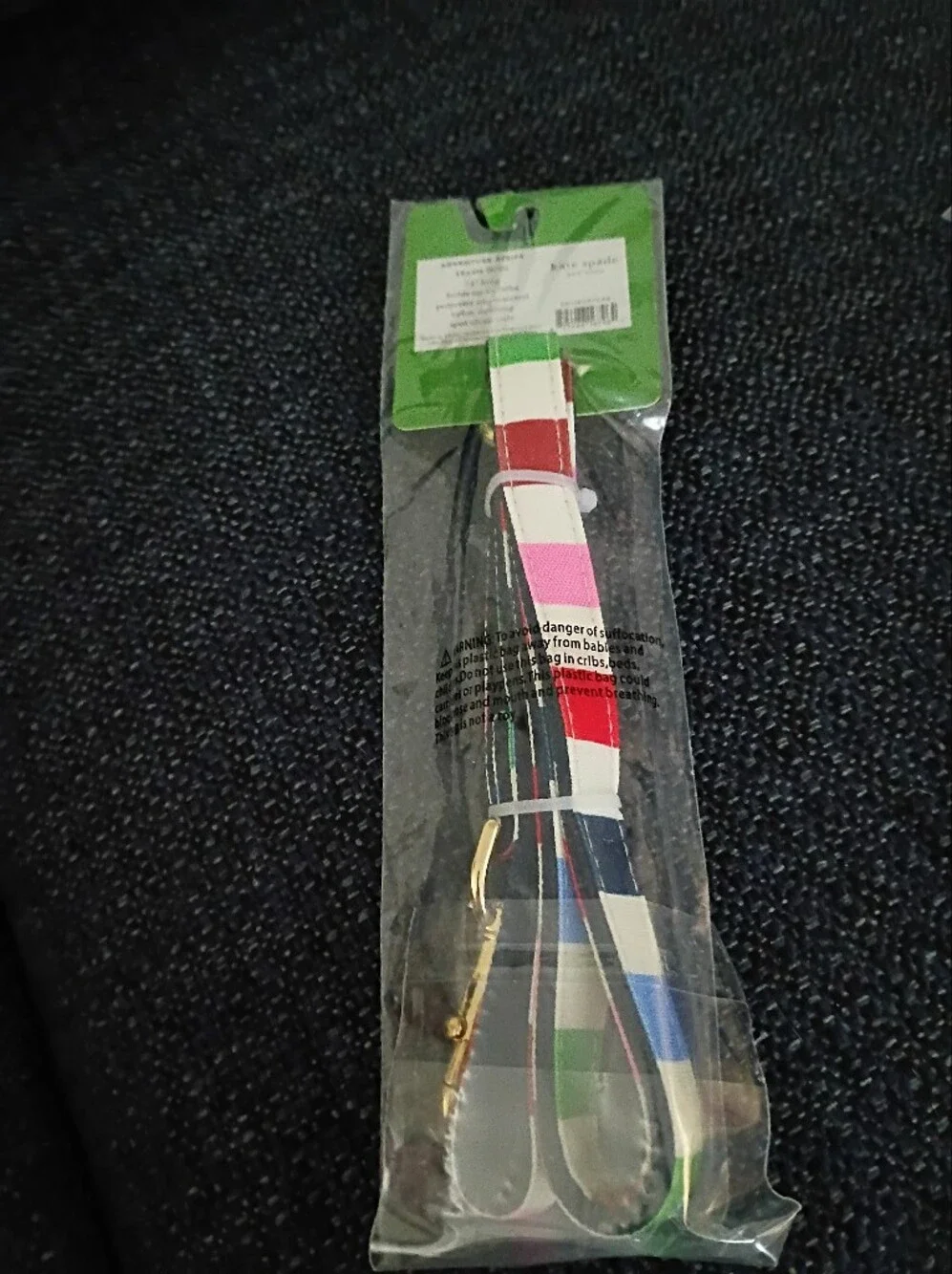 KATE SPADE Colorful Striped Crossbody Strap with Gold Hardware